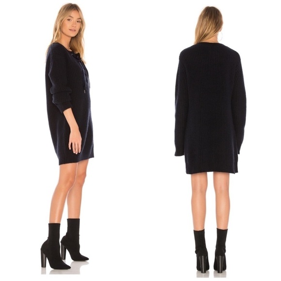 Rails Nicole Cashmere Sweater Dress Cashmere Velvet Lace-Up Chunky Knit Size L - Picture 5 of 16